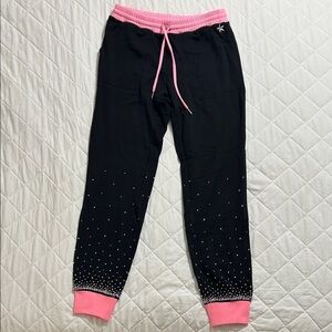 Kids Black Joggers with Pink Trim